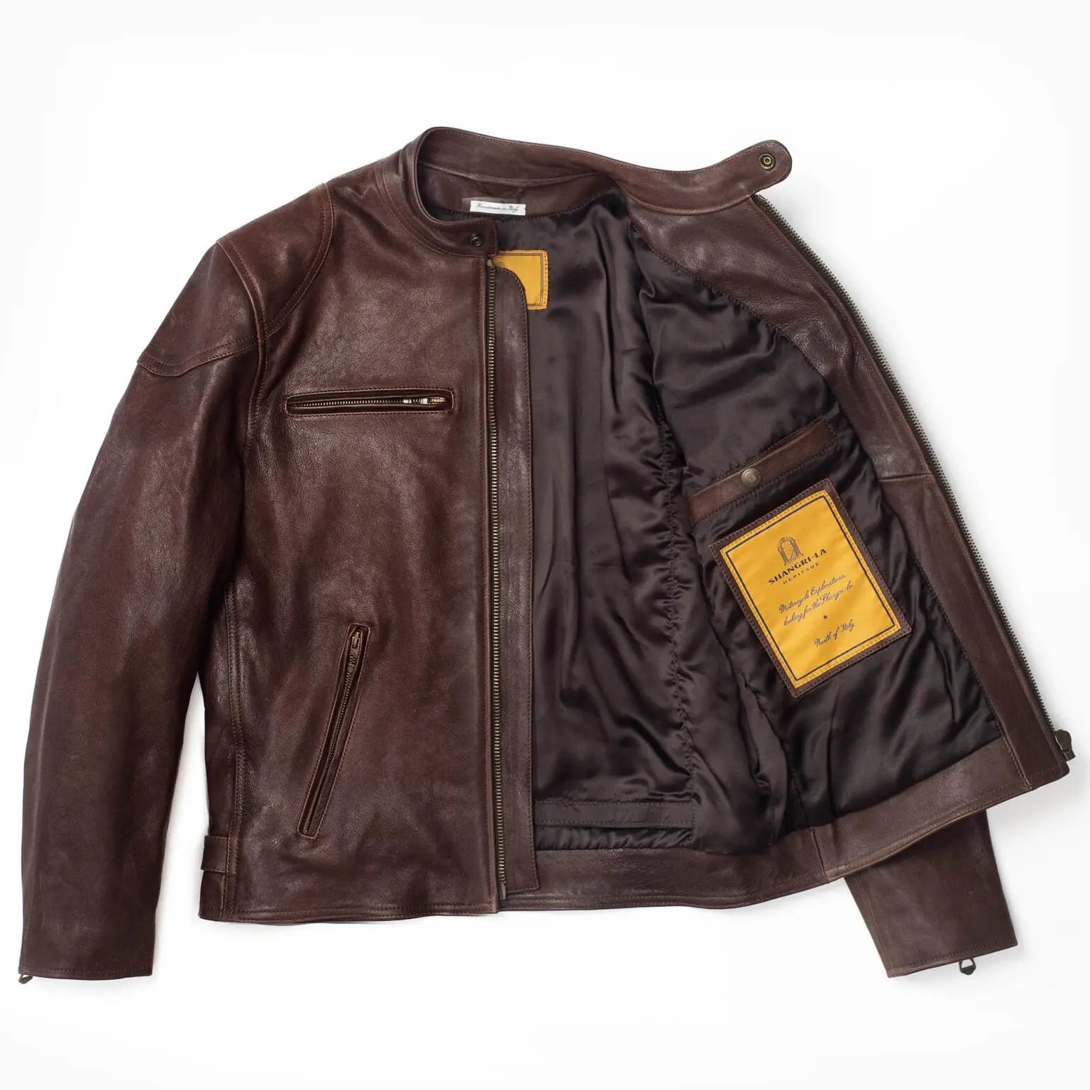 Veste en cuir d'agneau “Café Racer” - face